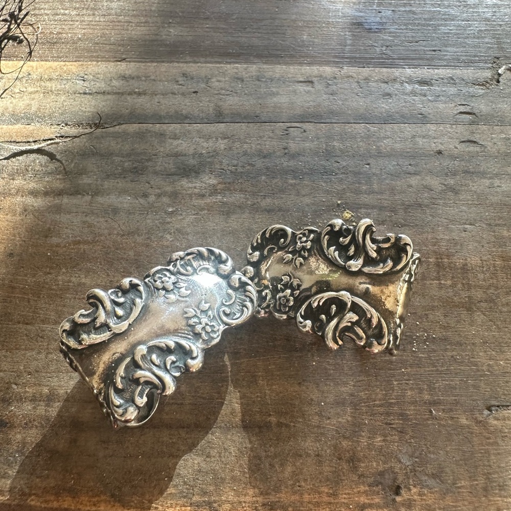 Ornate antique silver earrings- clip on